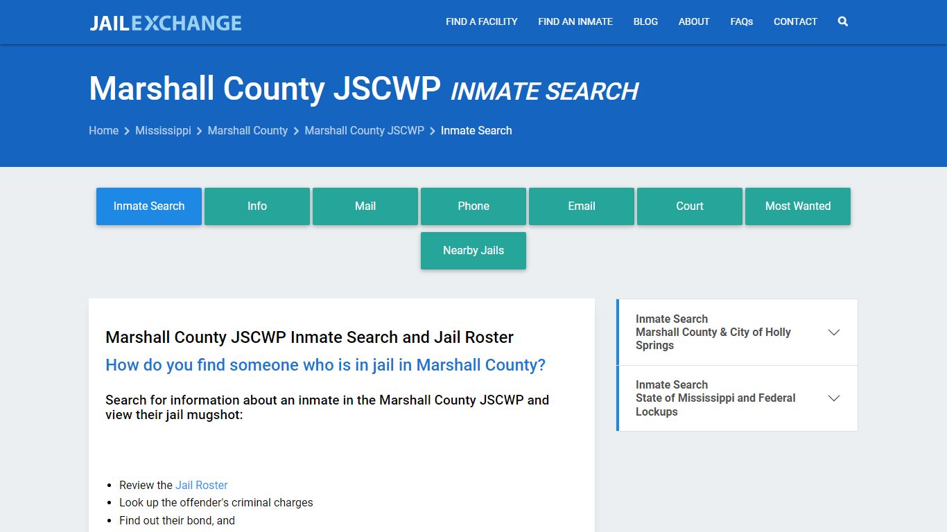 Marshall County JSCWP Inmate Search - Jail Exchange