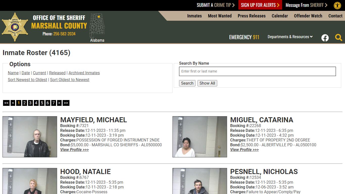 Inmate Roster - Marshall County Sheriff's Office